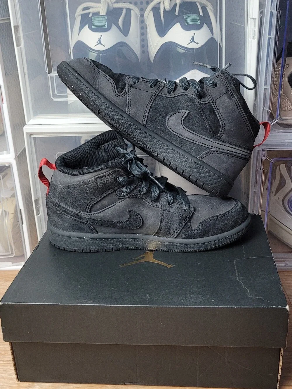 Little Kid's Jordan 1 Mid SE Craft DK Smoke Grey/Black (FQ7754 001)